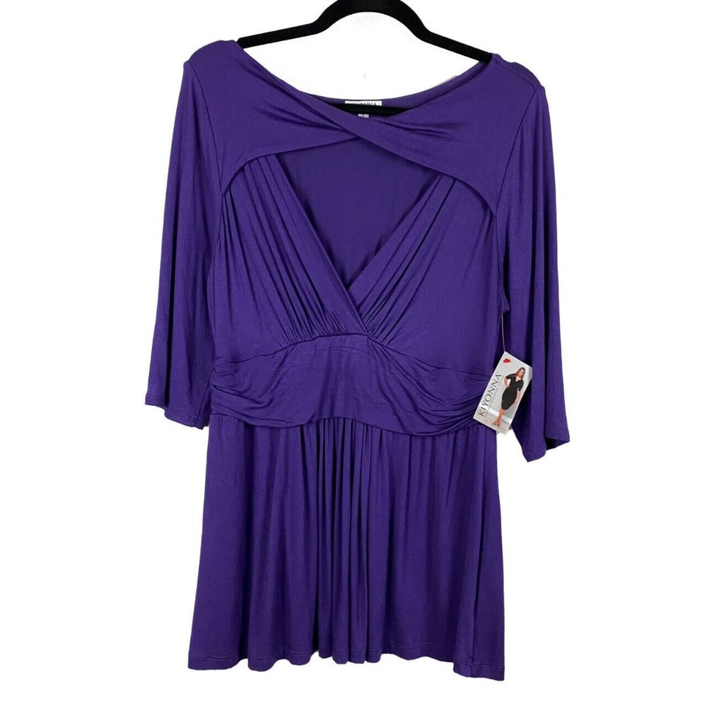NWT Kiyonna 1 Tunic Top 3/4 Sleeves Rayon Stretch